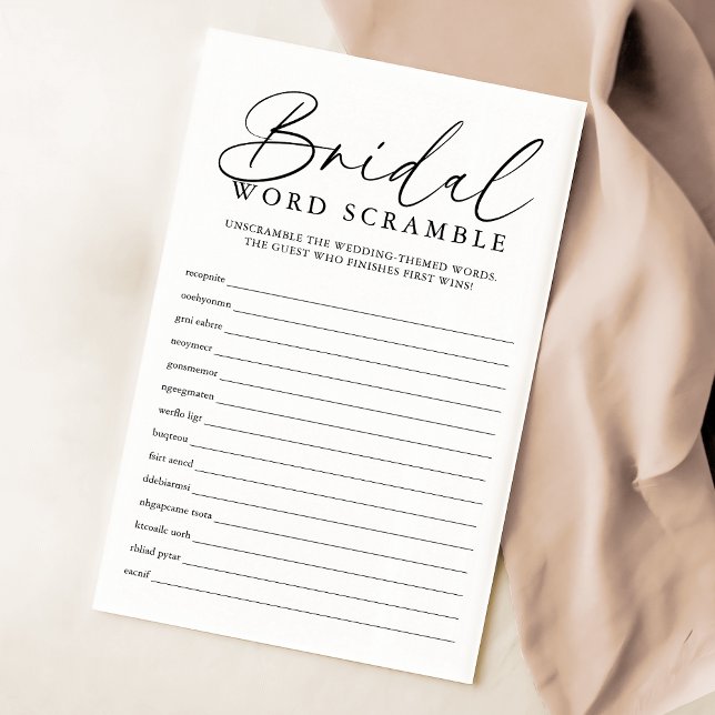Papier Élégant Script Bridal Word Scramble Jeu (Créateur téléchargé)