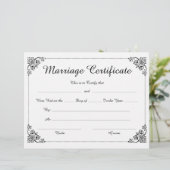 Papier Élégant Script Floral Bordure Certificat de mariag (Debout devant)