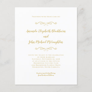 Papier Élégant Script Gold Chic Budget Faire-part de mari