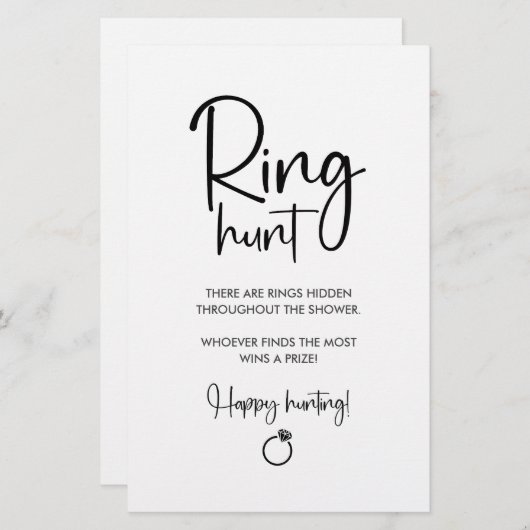 Papier Élégant script moderne | Ring Hunt Game Sing (Devant / Derrière)