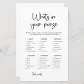 Papier Élégant script moderne | What's In Your Purse Game (Devant / Derrière)