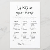 Papier Élégant script moderne | What's In Your Purse Game (Devant)