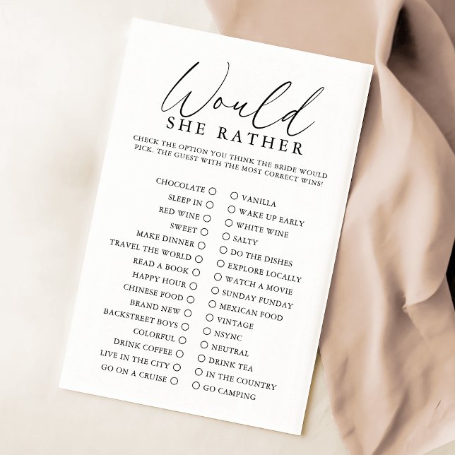 Papier Élégant Script Voudrait-Elle Plutôt Fête des marié (Créateur téléchargé)