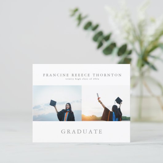 Papier Élégant Simple High School Grad Faire-part (Debout devant)