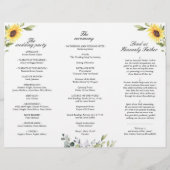 Papier Élégant Sunflower Floral Mariage Cérémonie Program (Dos)