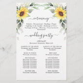 Papier Élégant Sunflower Floral Mariage Cérémonie Program (Dos)