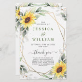 Papier Élégant Sunflower Floral Mariage Cérémonie Program (Devant / Derrière)