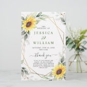 Papier Élégant Sunflower Floral Mariage Cérémonie Program (Debout devant)