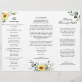 Papier Élégant Sunflower Floral Mariage Cérémonie Program (Dos)