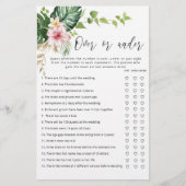 Papier Élégant tropicale sur ou sous la douche nuptiale (Devant)