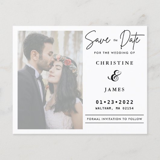 Papier Élégant Vellum Script Photo Mariage Enregistrer La (Devant)