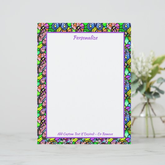 Papier Élégant verreMotif papillon coloré (Debout devant)