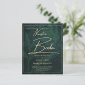 Papier Elegant Vert Or Espagnol BODA QR Code RSVP (Debout devant)