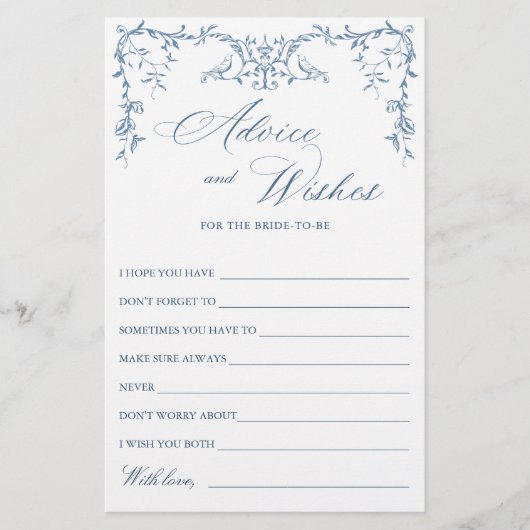 Papier Elégant Victorian Ornate Bleu Voeux & Conseil Card (Devant)