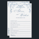 Papier Elégant Victorian Ornate Bleu Voeux & Conseil Card<br><div class="desc">Personnalisez avec la mariée le nom et la date de la douche. Pour plus de personnalisation,  cliquez sur le lien "customiser plus loin". Si vous avez besoin d'aide,  contactez-moi s'il vous plaît.</div>