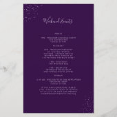 Papier Élégant violet jaune Mariage Accueil Itinéraire (Dos)