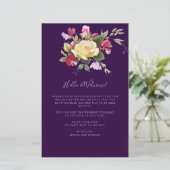 Papier Élégant violet jaune Mariage Accueil Itinéraire (Debout devant)