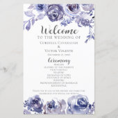 Papier Élégant violet Rose Floral Winter Wedding Programm (Devant)