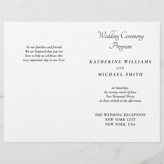 Papier Elegant White Minimal Wedding Programs (Devant)