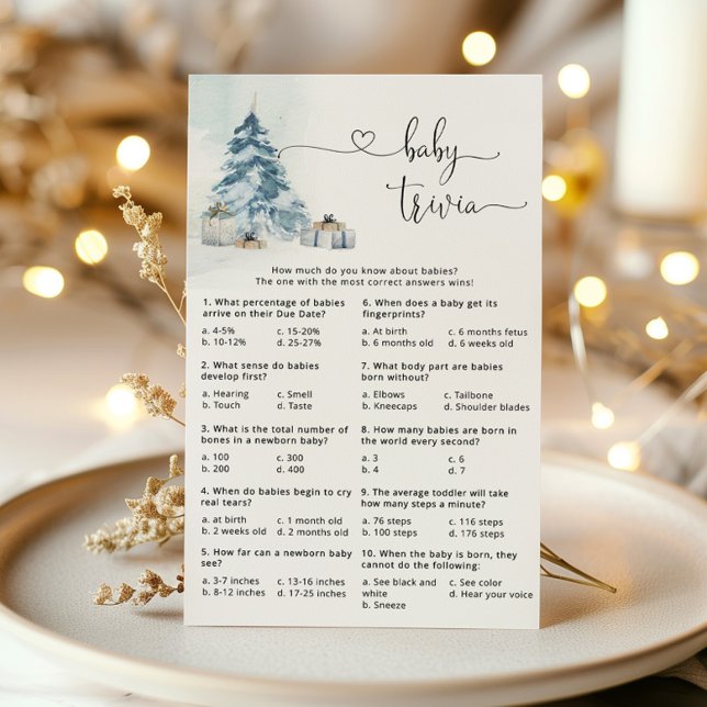 Papier Elegant winter calligraphy baby trivia game (Créateur téléchargé)