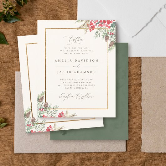Papier Elégante aquarelle budget Mariage de verdure hiver