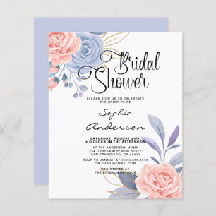 Papier Elégante aquarelle florale Invitation de douche nu