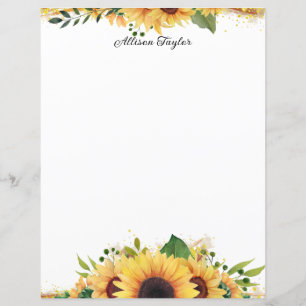 Papier Elégante aquarelle Painé Fleurs de soleil Floral