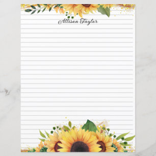 Papier Elégante aquarelle Painé Fleurs de soleil Floral L