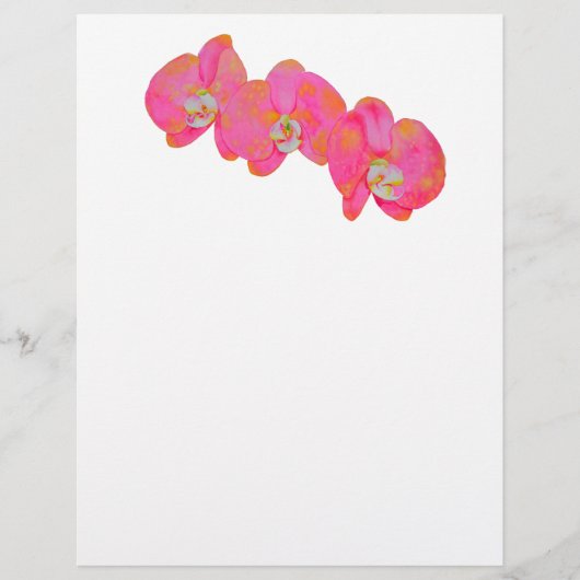 Papier Elégante aquarelle rose orchidées tropicale fleuri (Devant)