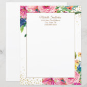 Papier Elégante Aquarelle rose Parties scintillant floral (Devant / Derrière)