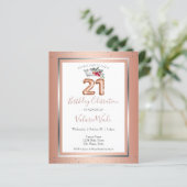 Papier Élégante Blush Pink 21e fête d'anniversaire (Debout devant)