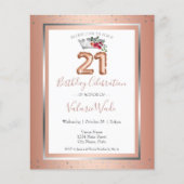 Papier Élégante Blush Pink 21e fête d'anniversaire (Devant)