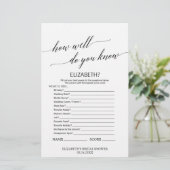 Papier Élégante Calligraphie Comment Bien Connaissez-Vous (Debout devant)