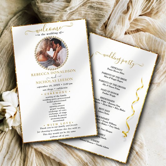 Papier Élégante calligraphie Custom Photo Wedding Program