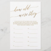 Papier Élégante Calligraphie Or Quel Âge Ont-Ils Joué (Devant)