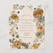 Papier élégante chute d'aquarelle faire-part de mariage f (Devant)