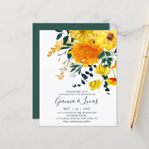 Papier Elégante couleur jaune budget Mariage floral