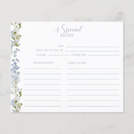 Papier Elégante Dusty Blue Garden Fête des mariées Recett (Devant)