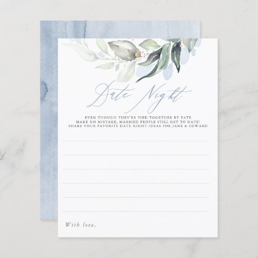 Papier Elégante Dusty Blue Green Date Idées de nuit (Devant / Derrière)