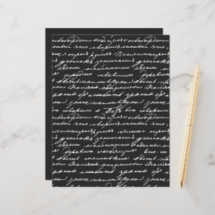Papier Élégante écriture Motif noir blanc classique