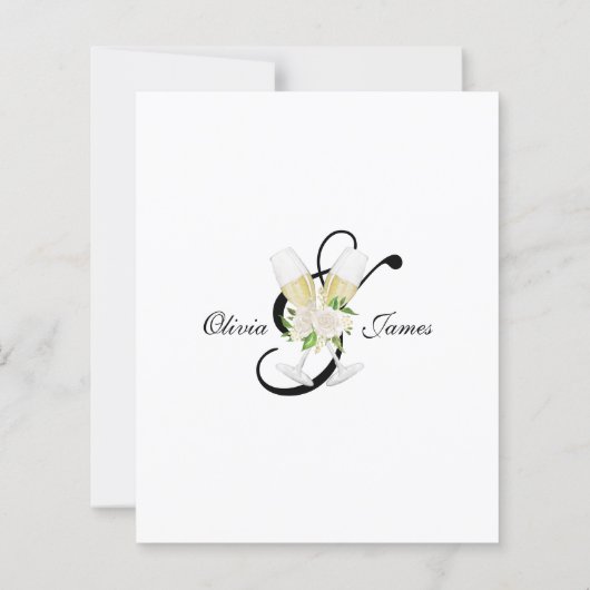 Papier Elégante faire-part de mariage de champagne noir b (Dos)