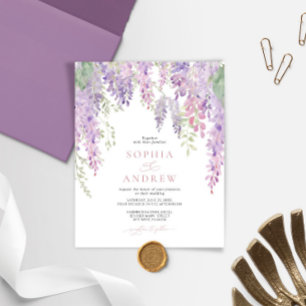 Papier Élégante Faire-part de mariage de glycine violette