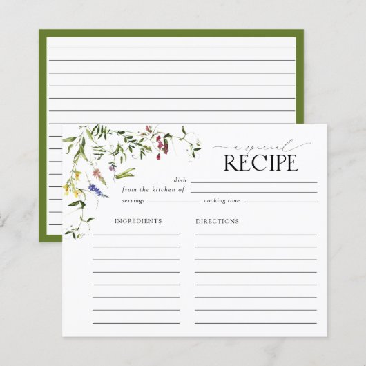 Papier Elégante Fête des mariées Fleur sauvage Recette (Devant / Derrière)