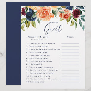 Papier Elégante Fête des mariées Florale Trouvez le jeu d