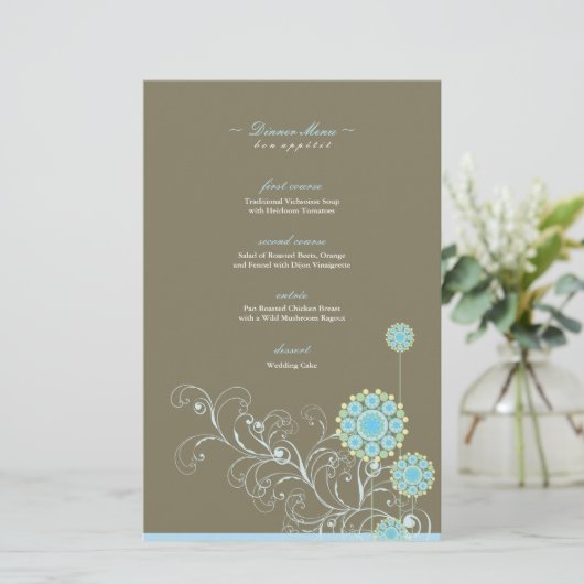 Papier Elégante Fleur de Neige Bleue Flânes Mariage d'hiv (Debout devant)