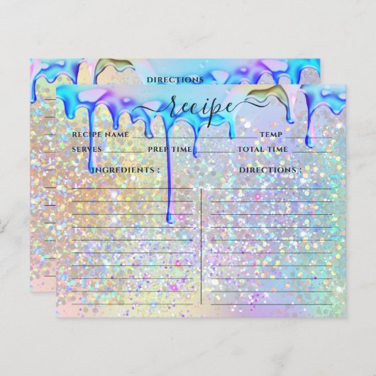 Papier Elégante Holographique Parties scintillant or Drip (Devant / Derrière)