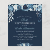 Papier Elégante invitation à la première communion floral (Devant)