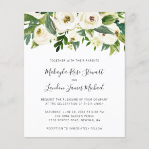 Papier Élégante invitation de mariage florale blanche à p