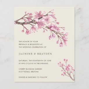 Papier Élégante invitation de mariage florale rose à peti