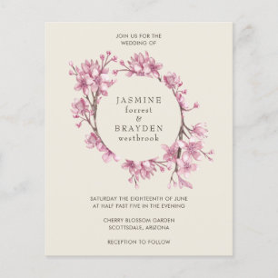 Papier Élégante invitation de mariage florale rose à peti